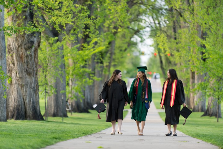 Into Csu Three Graduates Walking On Campus 28530